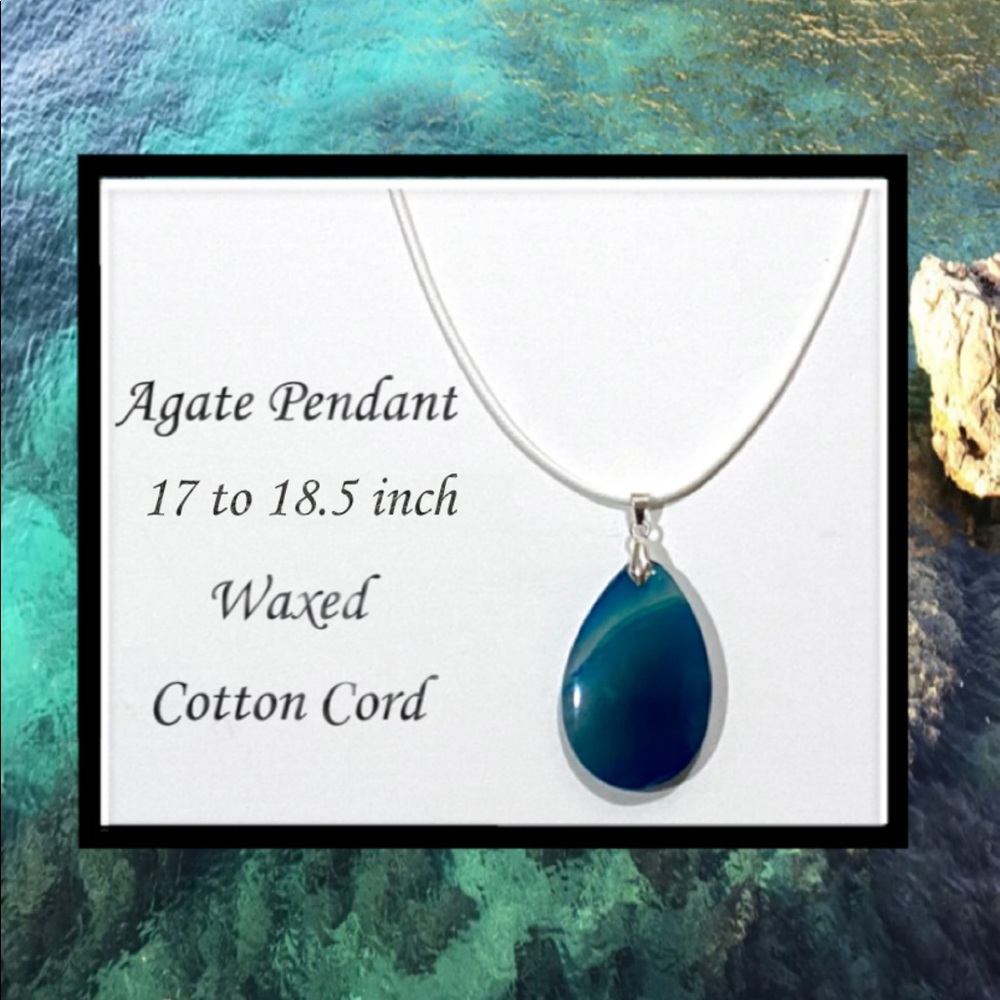⭐️Ocean colored Agate pendant necklace - Picture 1 of 7